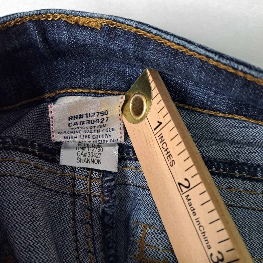 True Religion Becky Big QT Jeans Women 32 Blue Bootcut Contrast Stitch Dark Wash